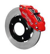 Wilwood front Forged Narrow Superlite 4R kit for Jeep CJ5/CJ7/Scrambler: red caliper and 12.19-inch plain-face rotor in assembled view
