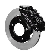 Wilwood front Forged Narrow Superlite 4R kit for Jeep CJ5/CJ7/Scrambler: black caliper and 12.19-inch plain-face rotor in assembled view