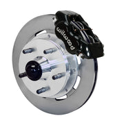 Wilwood front Forged Dynalite Internal kit for Oldsmobile drum spindle: black caliper and 11.75-inch plain-face rotor in assembled view