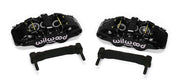 Wilwood black AERO6 front caliper and bracket kit, paired calipers and brackets in alternate view