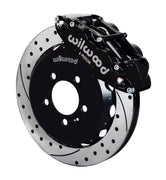 Wilwood black front Superlite 6R brake assembly for Volkswagen/Audi, 12.88-inch drilled/slotted rotor and caliper view