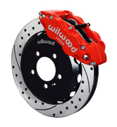 Wilwood red front Superlite 6R brake assembly for Volkswagen/Audi, 12.88-inch drilled/slotted rotor and caliper view