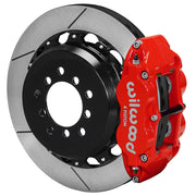 Wilwood red rear Superlite 4R brake assembly for FR-S/BRZ/86/GR86, 12.88-inch slotted rotor and caliper view
