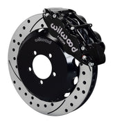 Wilwood black front Superlite 6R brake assembly for Subaru, 13.06-inch drilled/slotted rotor and caliper view