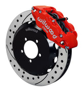 Wilwood red front Superlite 6R brake assembly for Subaru, 13.06-inch drilled/slotted rotor and caliper view