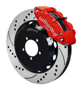 Wilwood red front Superlite 6R brake assembly for Subaru, 14.00-inch drilled/slotted rotor and caliper view