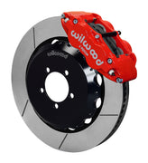 Wilwood red front Superlite 6R brake assembly for Subaru, 14.00-inch slotted rotor and caliper view