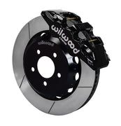 Wilwood black front AERO6 brake assembly for Subaru, 14.00-inch slotted rotor and caliper view