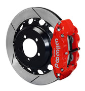 Wilwood red rear Superlite 4R brake assembly for Impreza/Forester/9-2X, 12.88-inch slotted rotor and caliper view