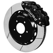 Wilwood black front Superlite 6R brake assembly for MX-5 Miata, 14.00-inch slotted rotor and caliper view