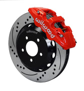 Wilwood red front AERO6 brake assembly for G8, 14.25-inch drilled/slotted rotor and caliper view