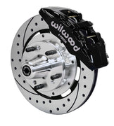 Wilwood black front Dynapro 6 brake assembly for listed 1970–1974 Ford/Mercury spindle applications, 12.19-inch drilled/slotted rotor and caliper view