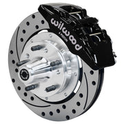 Wilwood black front Dynapro 6 brake assembly for Chevrolet, 12.19-inch drilled/slotted rotor and caliper view