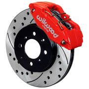 Wilwood red front DPHA brake assembly for Integra/Civic/Fit, 10.32-inch drilled/slotted rotor and caliper view