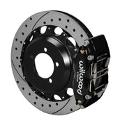 Wilwood black rear Dynapro Dust Seal Radial Mount brake assembly for Impreza, 12.88-inch drilled/slotted rotor and caliper view