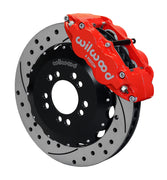 Wilwood red front Superlite 6R brake assembly for Genesis Coupe, 13.06-inch drilled/slotted rotor and caliper view