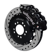 Wilwood black front Superlite 6R brake assembly for Genesis Coupe, 14.00-inch drilled/slotted rotor and caliper view