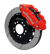 Wilwood red front Superlite 6R brake assembly for Genesis Coupe, 14.00-inch slotted rotor and caliper view