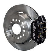 Wilwood Big Ford New Style 2.50-inch-offset rear parking-brake single-side assembly with a black Dynapro Lug Mount caliper beside the plain-face rotor