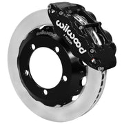 Wilwood Bronco Dana 30/44 drum-spindle front single-side assembly showing a black Superlite 6R caliper beside a 12.88-inch plain-face rotor