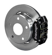 Wilwood Small Ford Bronco rear parking-brake single-side assembly with a black Dynapro Lug Mount caliper beside the plain-face rotor