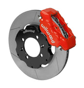 Wilwood Mazda Miata front single-side assembly with a red Forged Dynalite Internal caliper beside the slotted rotor ring