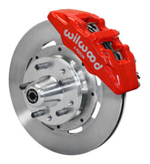 Wilwood AMC front Dynapro 6 brake kit assembly example, showing a red caliper, plain-face rotor and wheel hub