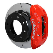 Wilwood red TX6R caliper over an assembled 15.50-inch slotted rotor and separate mounting hat