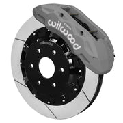Wilwood gray TX6R front caliper with an assembled 16-inch slotted rotor and mounting hat for six-lug GM trucks