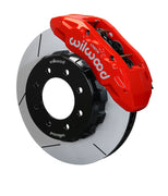 Wilwood red TX6R front caliper with an assembled 16-inch slotted rotor and mounting hat for eight-lug GM/H2 trucks