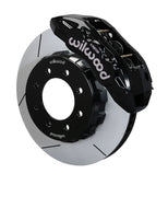 Wilwood black TX6R front caliper with an assembled 16-inch slotted rotor and mounting hat for eight-lug GM/H2 trucks