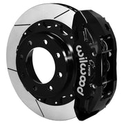 Wilwood black TX6R rear caliper with a 16-inch slotted rotor and hat for the 4.84-inch GM axle register