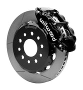 Wilwood black Superlite 6R caliper over an assembled 12.88-inch slotted rotor and separate mounting hat