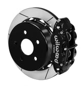 Wilwood black Superlite 4R caliper over an assembled 12.88-inch slotted rotor and separate mounting hat