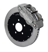 Wilwood gray Superlite 4R/ST caliper over an assembled 12.88-inch plain-face rotor and separate mounting hat