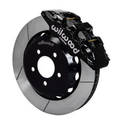 Wilwood black AERO6 front caliper with an assembled 14-inch slotted rotor and black mounting hat, shown for 2016–2024 Camaro