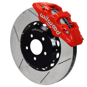 Wilwood red AERO6 front caliper with an assembled 15-inch slotted rotor and black mounting hat, shown for 2016–2024 Camaro