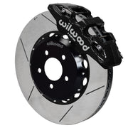 Wilwood black AERO6 front caliper with an assembled 15-inch slotted rotor and black mounting hat, shown for 2016–2024 Camaro