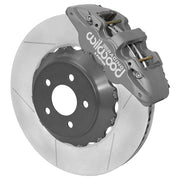 Wilwood gray AERO6 caliper over an assembled 15.00-inch slotted rotor and separate mounting hat