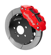 Wilwood Superlite 6R brake kit: Angled red Superlite caliper beside a slotted rotor mounted to a black five-hole hat; 12.88-inch front brake setup for Audi A4/S4/RS4/S5.