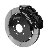 Wilwood Superlite 6R brake kit: Angled black Superlite caliper beside a slotted rotor mounted to a black five-hole hat; 12.88-inch front brake setup for Audi A4/S4/RS4/S5.