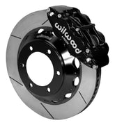 Wilwood Superlite 6R brake kit: A black Superlite caliper above a slotted rotor and deep black six-hole hat; 14-inch front brake setup for Toyota/Lexus Six-Lug.