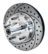 Assembled Wilwood front aluminum hub and SRP drilled/slotted rotor for the specified Ford Granada drum spindle