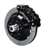 Wilwood 5x5 ProSpindle 14-inch front assembly with a black Superlite 6R caliper, 14.00-inch GT-slotted rotor and central wheel hub with studs