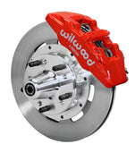 Wilwood C-body six-piston Dynapro front assembly with a red Dynapro 6 caliper, 12.19-inch plain-face rotor and central wheel hub with studs