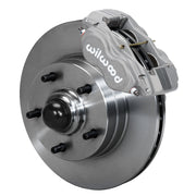 Wilwood GM/Ridetech pin-spindle Dynalite front assembly with a gray anodized Forged Dynalite-M caliper, 11.00-inch plain-face rotor and central wheel hub with studs