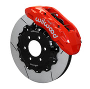 Wilwood six-lug 4WD F-150 front assembly with a red TX6R caliper beside a 15.50-inch GT-slotted rotor and its mounting hat