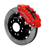 Wilwood C10 modular Pro Drop 13.06-inch front assembly with a red Superlite 6R caliper beside a 13.06-inch GT-slotted rotor and its mounting hat