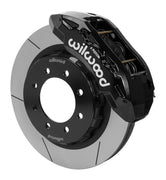 Wilwood black TX6R caliper over an assembled 16-inch slotted rotor and separate hat for the Ram HD front installation
