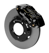Wilwood black Dynapro dust-sealed caliper over an assembled 11-inch plain-face rotor and separate hat for the Series I Jaguar front installation